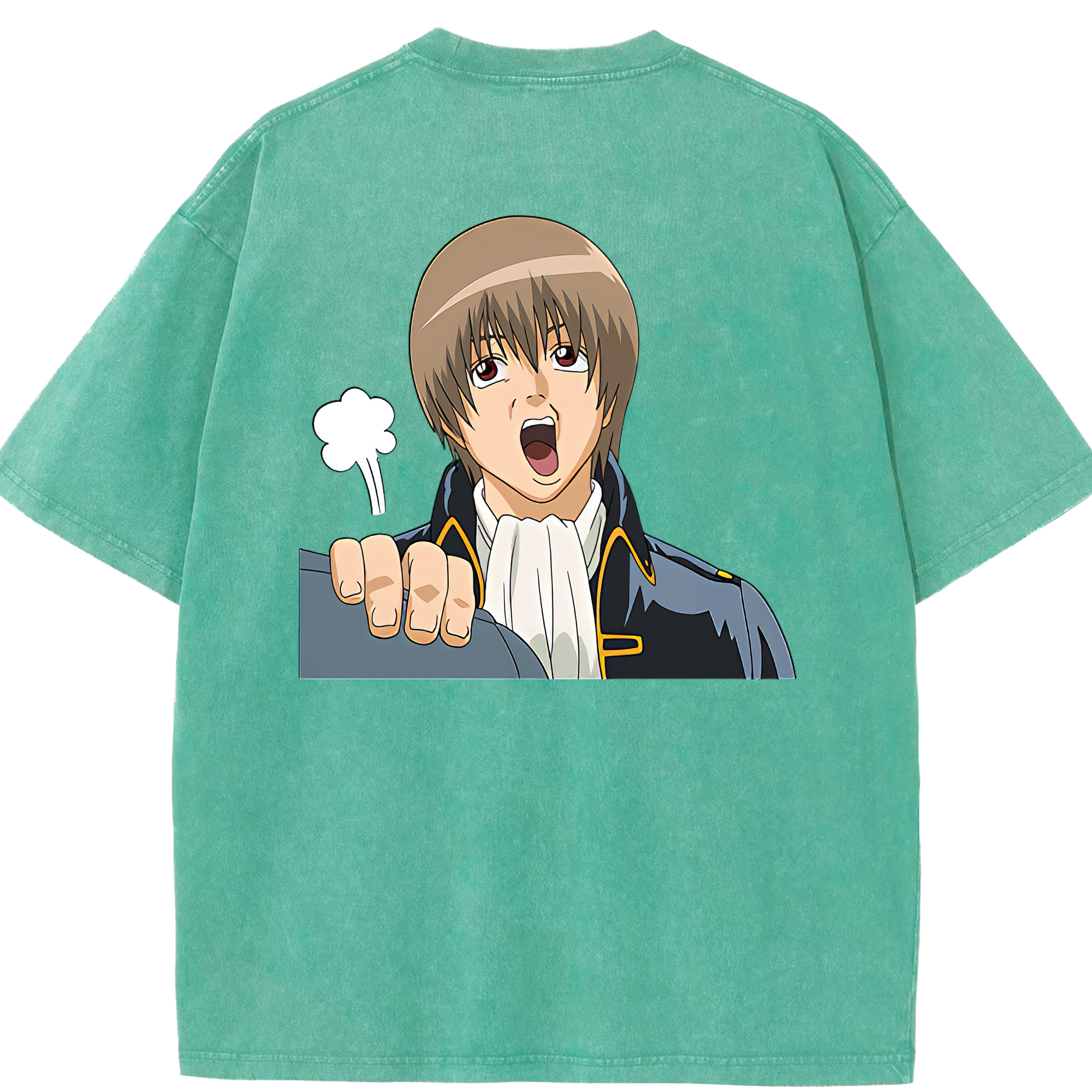 （画像用） ぎんたま 坂田銀時（さかたぎんとき） 神楽 志村新八（しむら しんぱち） GINTAMA Sakata Gintoki Kagura Shimura Shinpachi 綿100% ヴィンテージ風 半袖Tシャツ（背面プリント）